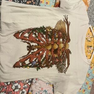 hot topic, small floral skeleton shirt